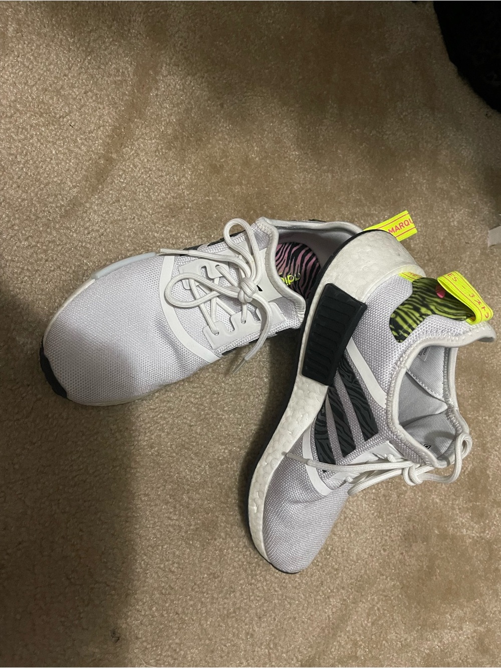 White Athletic Sneakers with Neon Accent